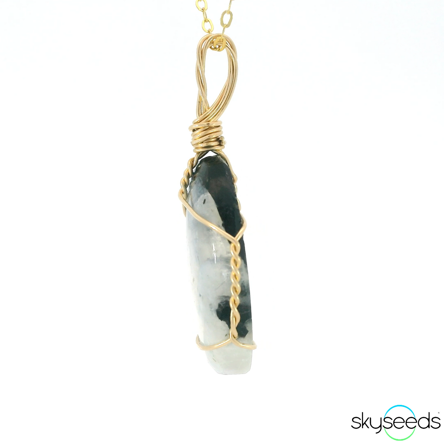 
                  
                    Rainbow Moonstone and Black Tourmaline Pendant
                  
                