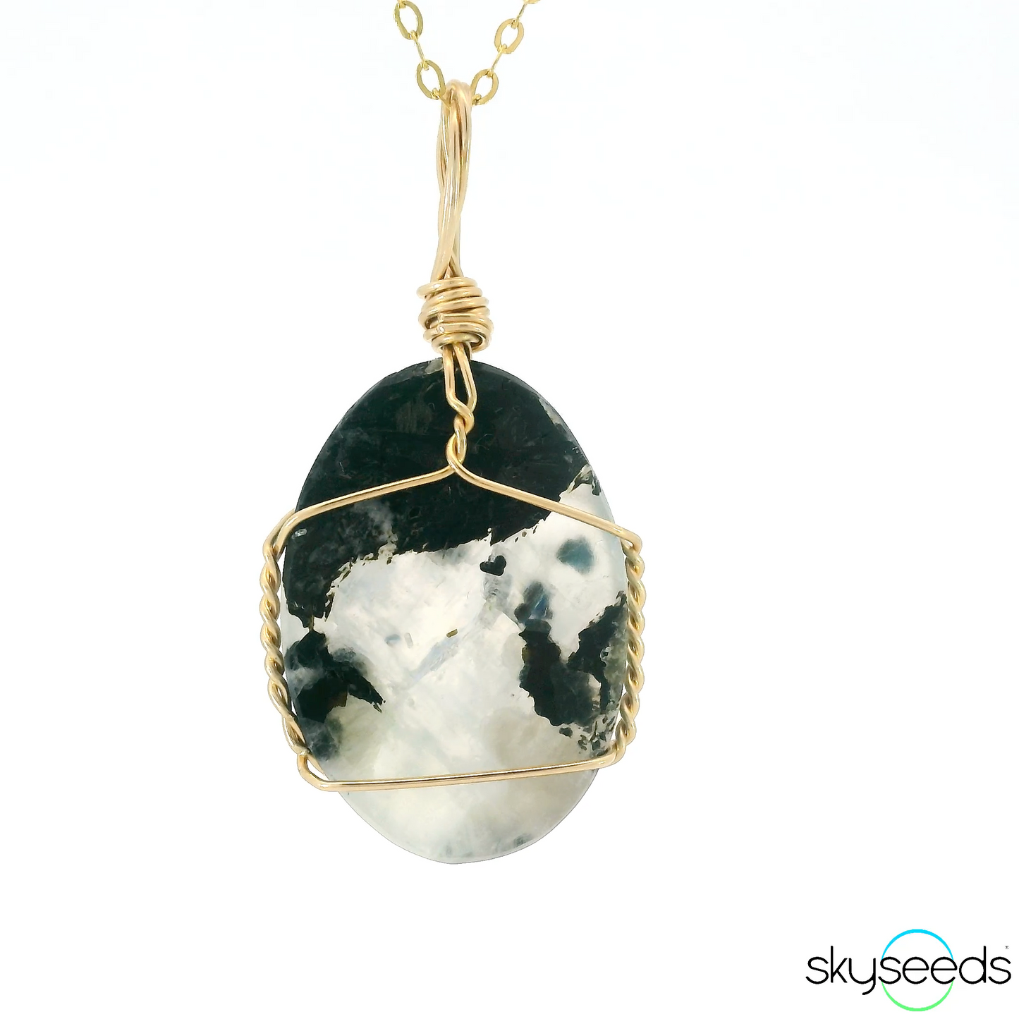 
                  
                    Rainbow Moonstone and Black Tourmaline Pendant
                  
                