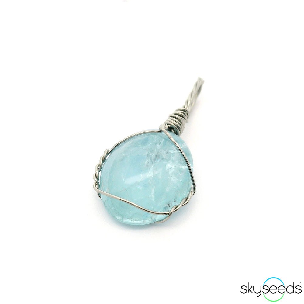 Aquamarine - Stainless Steel Pendant