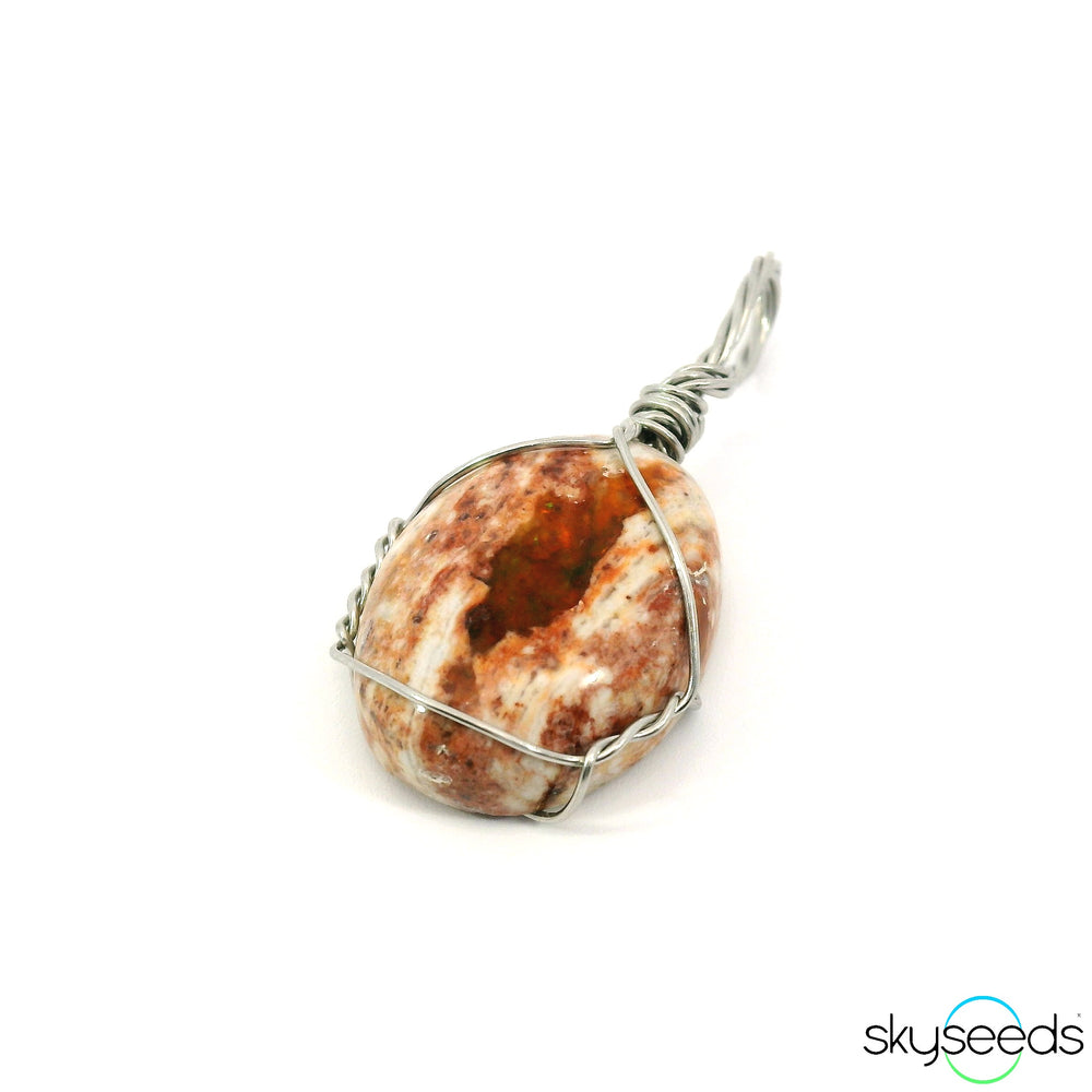 Mexican Fire Opal - Stainless Steel Pendant