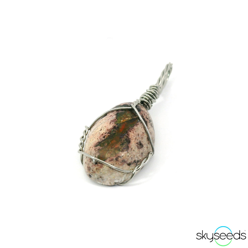 Mexican Fire Opal -Stainless Steel Pendant