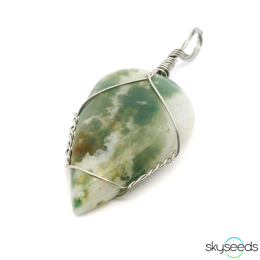 Moss Agate - Stainless Steel Pendant