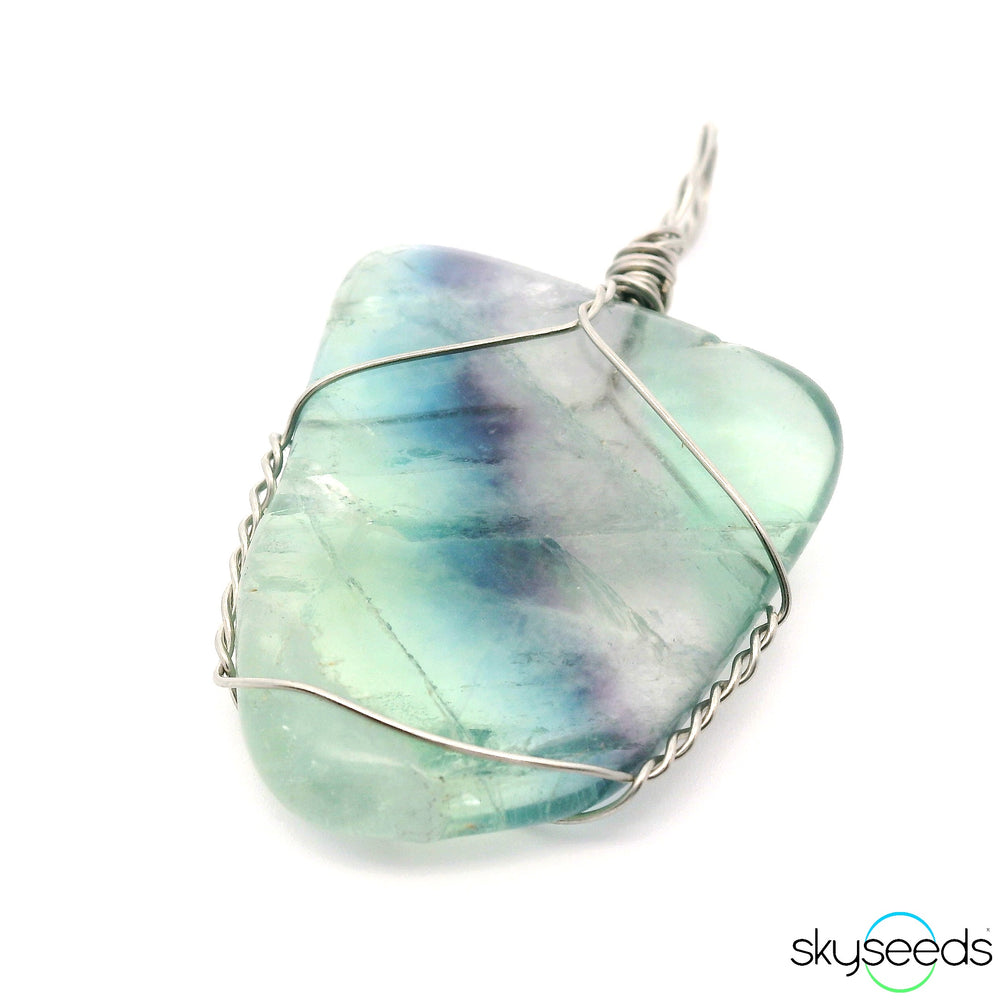 Rainbow Fluorite - Stainless Steel Pendant