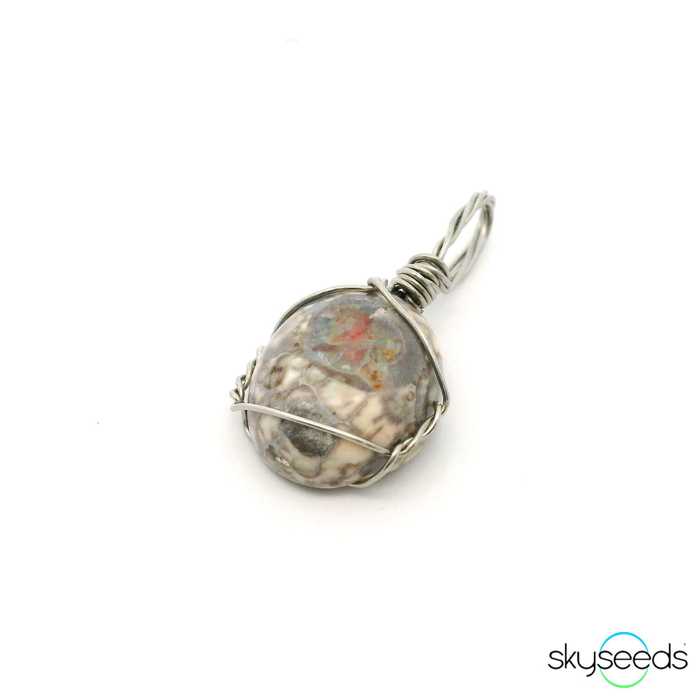 Mexican Fire Opal - Stainless Steel Pendant