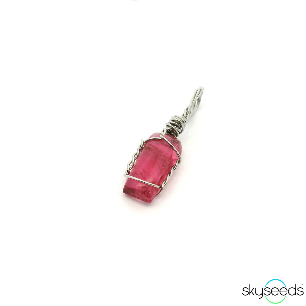 Pink Tourmaline - Stainless Steel Pendant