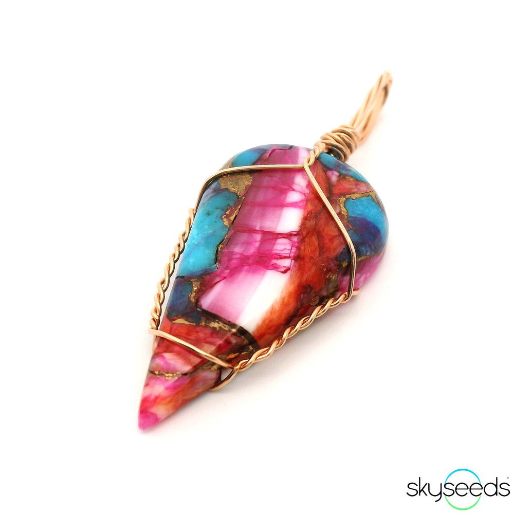 Spiny Oyster Turquoise - 14kt Rose Gold Filled Pendant