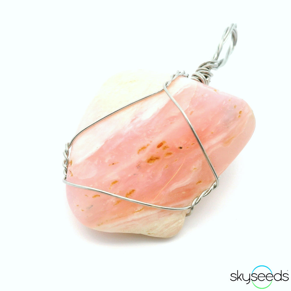 Pink Opal - Stainless Steel Pendant