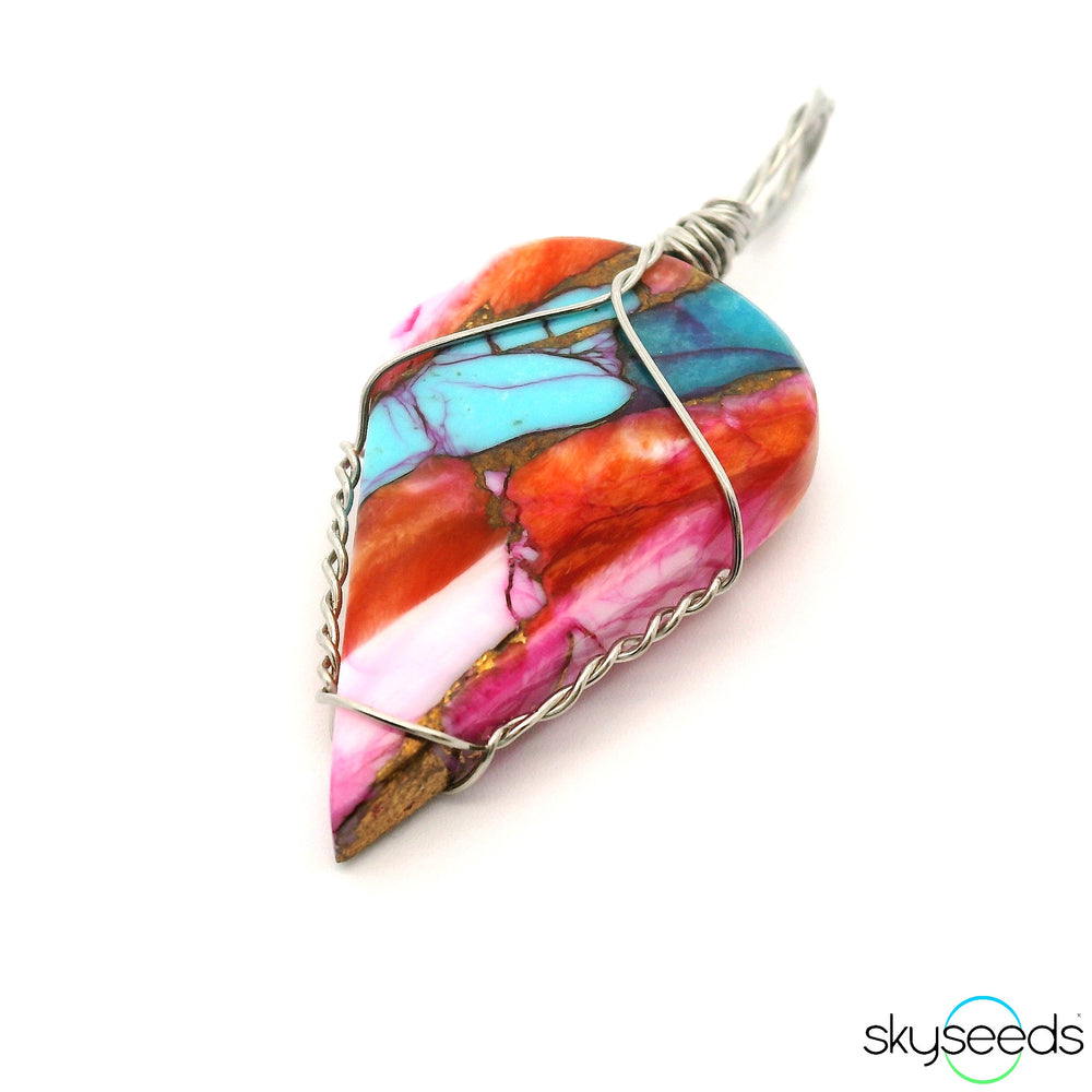 Spiny Oyster Turquoise - Stainless Steel Pendant