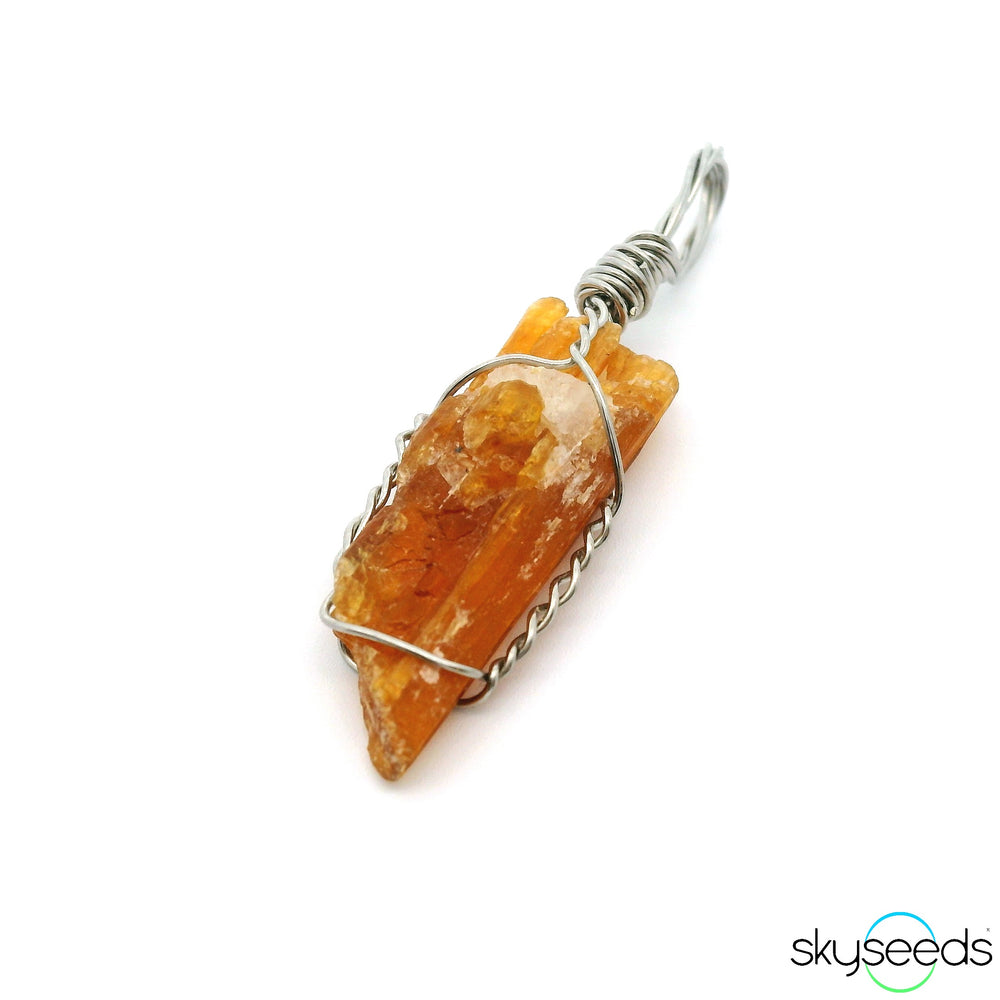 Orange Kyanite - Stainless Steel Pendant