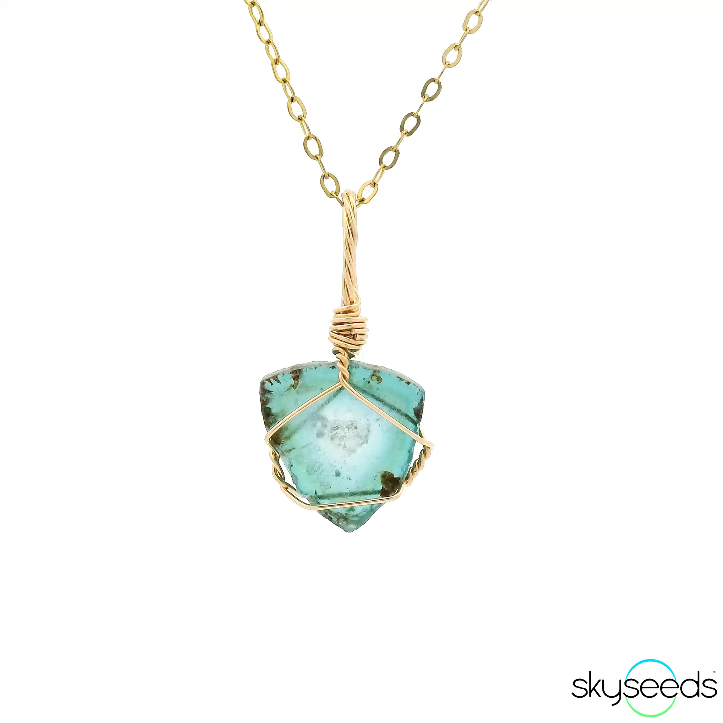 
                  
                    Blue Tourmaline Slice - 14kt Gold Filled Pendant
                  
                