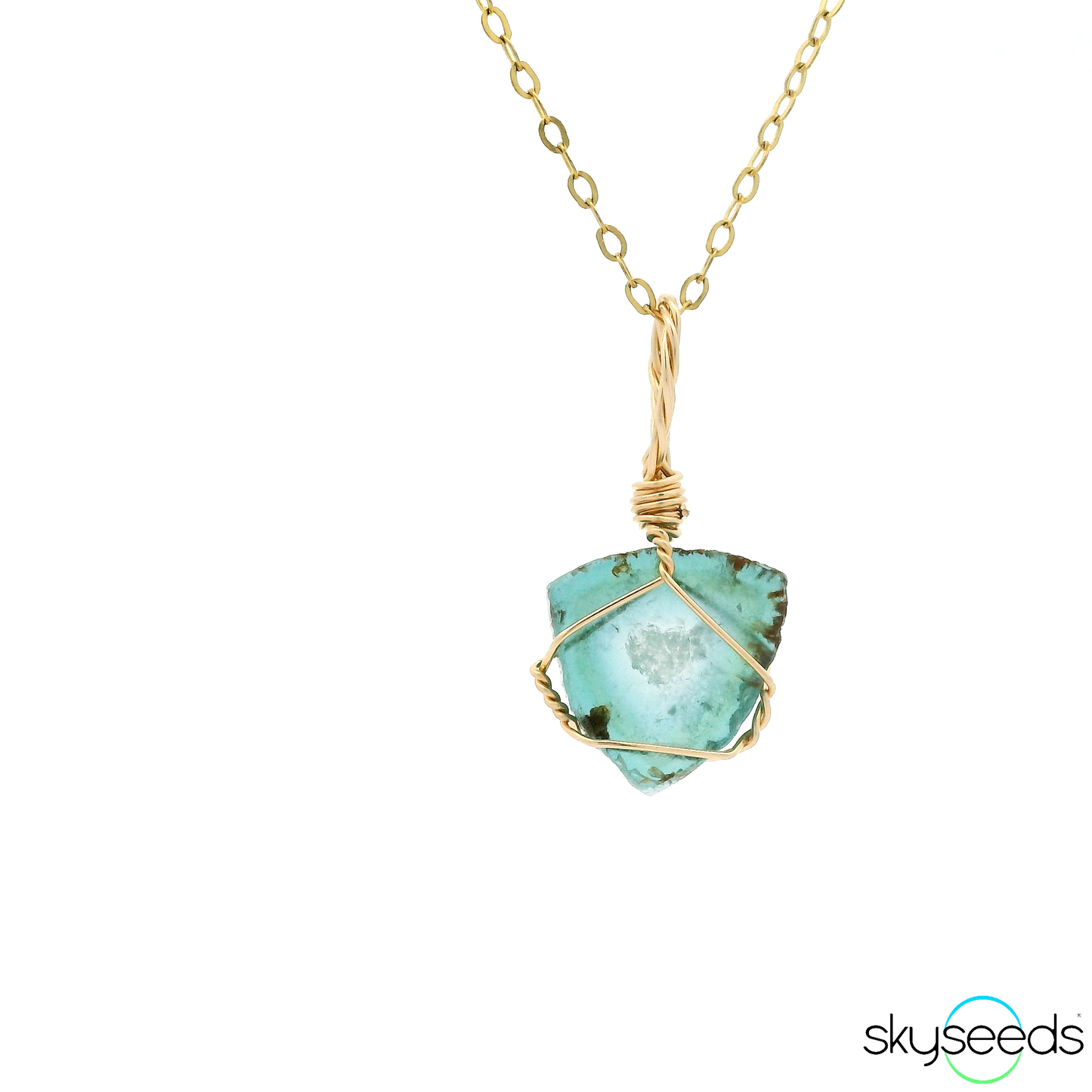 
                  
                    Blue Tourmaline Slice - 14kt Gold Filled Pendant
                  
                