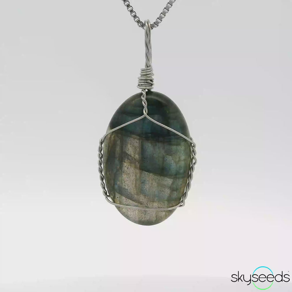 
                  
                    Load and play video in Gallery viewer, Labradorite - Stainless Steel Pendant
                  
                