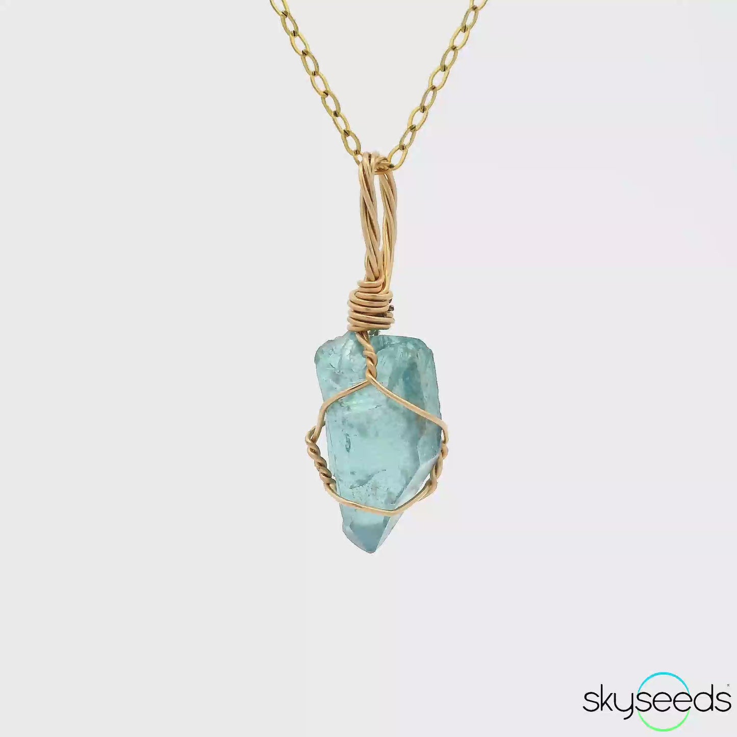 
                  
                    Load and play video in Gallery viewer, Aqua Aura Quartz - 14kt Gold Filled Pendant
                  
                