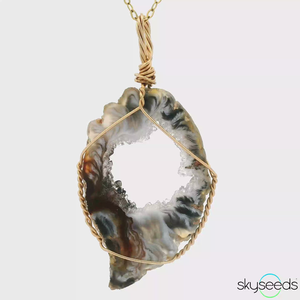 
                  
                    Load and play video in Gallery viewer, Druzy Agate - 14kt Gold Filled Pendant
                  
                